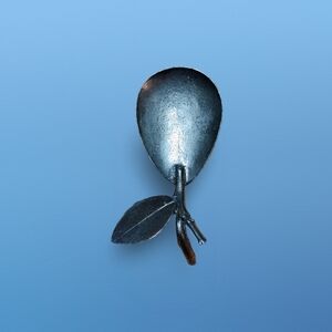 Vintage Pewter Spoon Rest - for tea bag - Leaf & Twig Design - 4 1/2" Long​​​